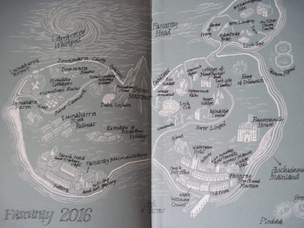 A map of the island from the inside of the back cover.